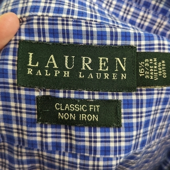 Lauren Ralph Lauren Men's Classic Fit Non Iron Button Down Sz 16.5 Neck - Picture 10 of 12